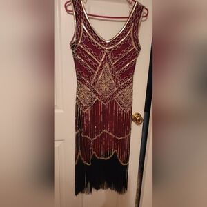 Sequin fringe tank dress